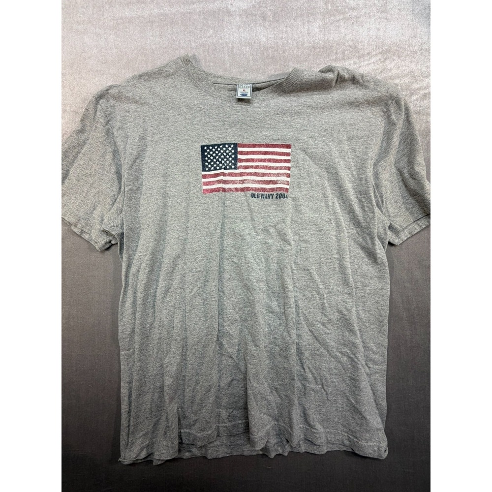 Vintage Y2K Old Navy American Flag Shirt Gray Size XL 2004